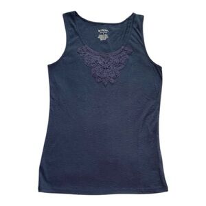Merona Dark Blue Women's Tank Top with Lace Accent